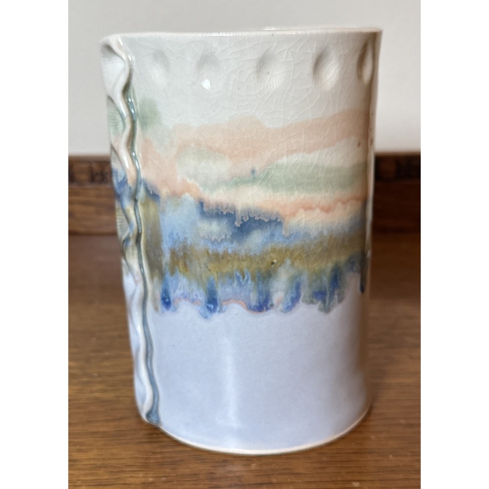 Vintage Wrapped Studio Art Pottery Drip Glaze Vase- Signed WILDER - 1994